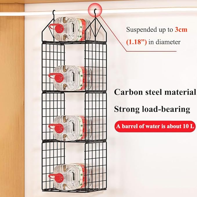 Hanging Closet Organizer, Carbon Steel 5-Shelf Hanging Storage, Collapsible