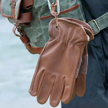 NBLEAGLO Leather gardening gloves for Men and women, Thorn proof Safety Leather Work Gloves for Garden,Construction Heavy Duty Work (Brown, Large)