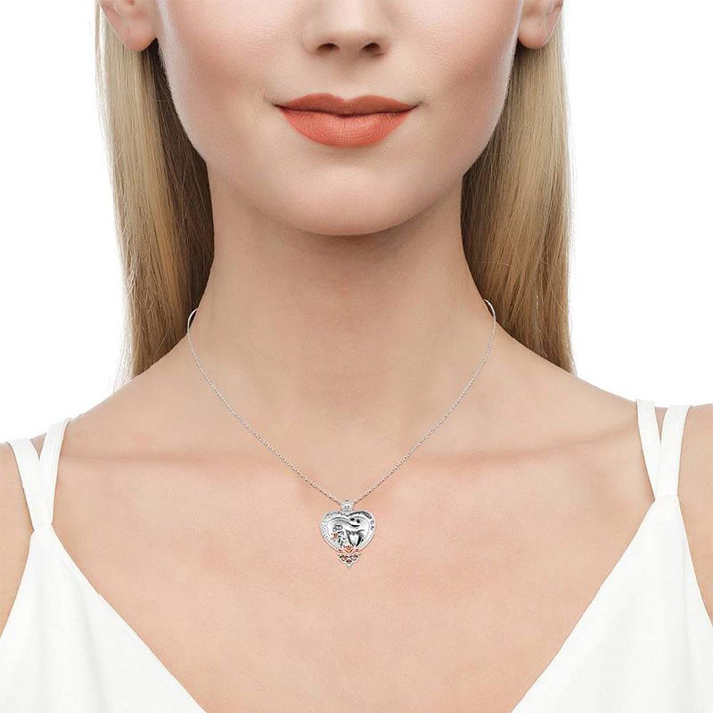 Jeulia Jack Gothic Love Necklace - 925 Sterling Silver Nightmare Pendant Skull Sally Heart Pendant, Spider Web Chain, Halloween Jewelry Gift for Her (Haunted Holidays Inspired)
