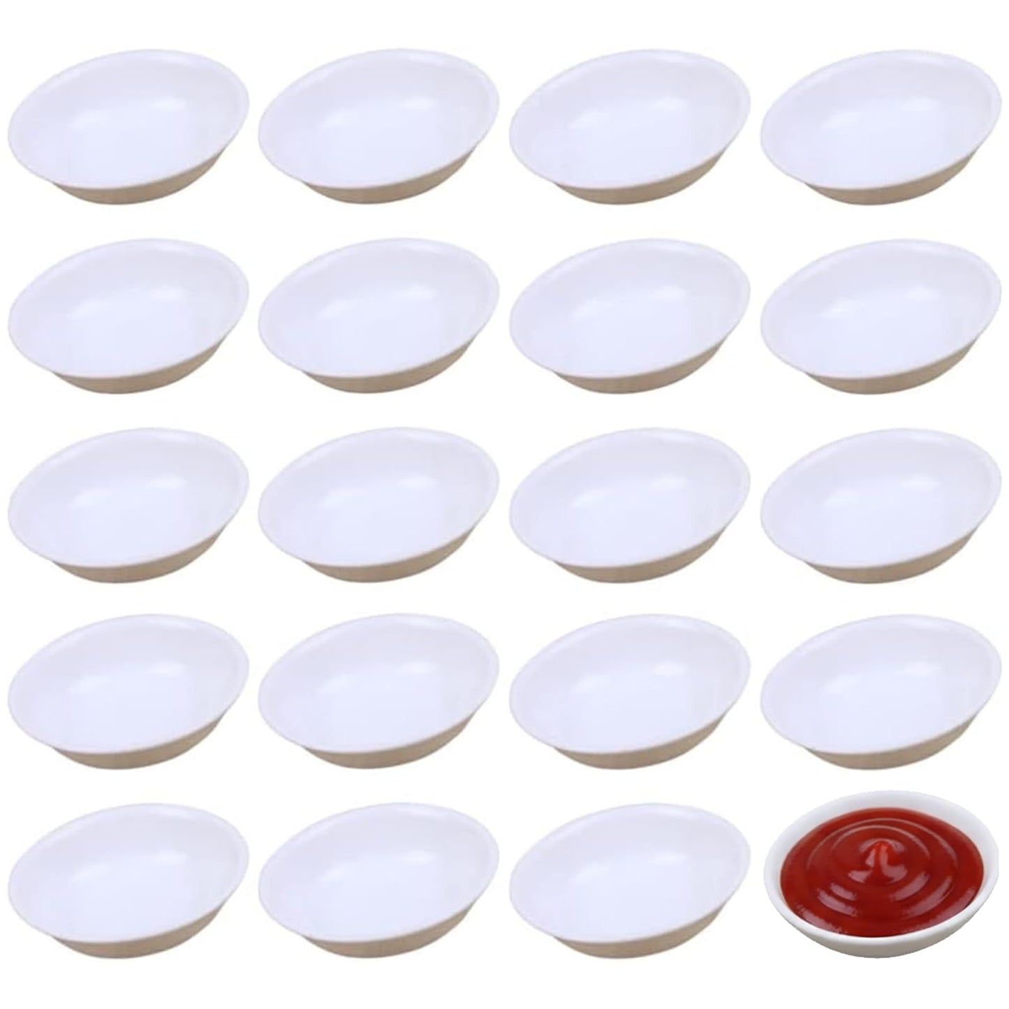 Angoily 20Pcs Unbreakable Dipping Sauce Bowls 2 Oz Plastic Round Soy Sauce Dish Appetizers Ramekin Set White Small Serving Bowls Condiment Side Dishes for Restaurant BBQ Party Dinner, Charcuterie