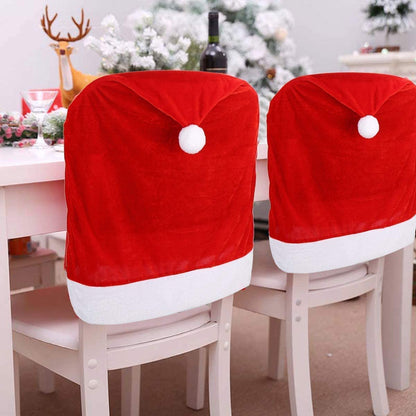 FIVOENDAR Set of 6 Large New Pack Santa Claus Hat Christmas Chair Covers Color - Fun Decoration in Wedding Parties Enjoy Responsibly & Creative Novelty Gifts