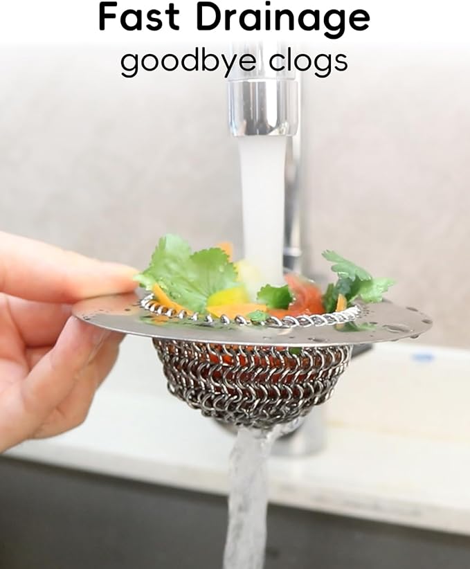 TRAPMATE 2 Pcs Kitchen Sink Drain Strainer, Stainless Steel Sink Strainer Basket
