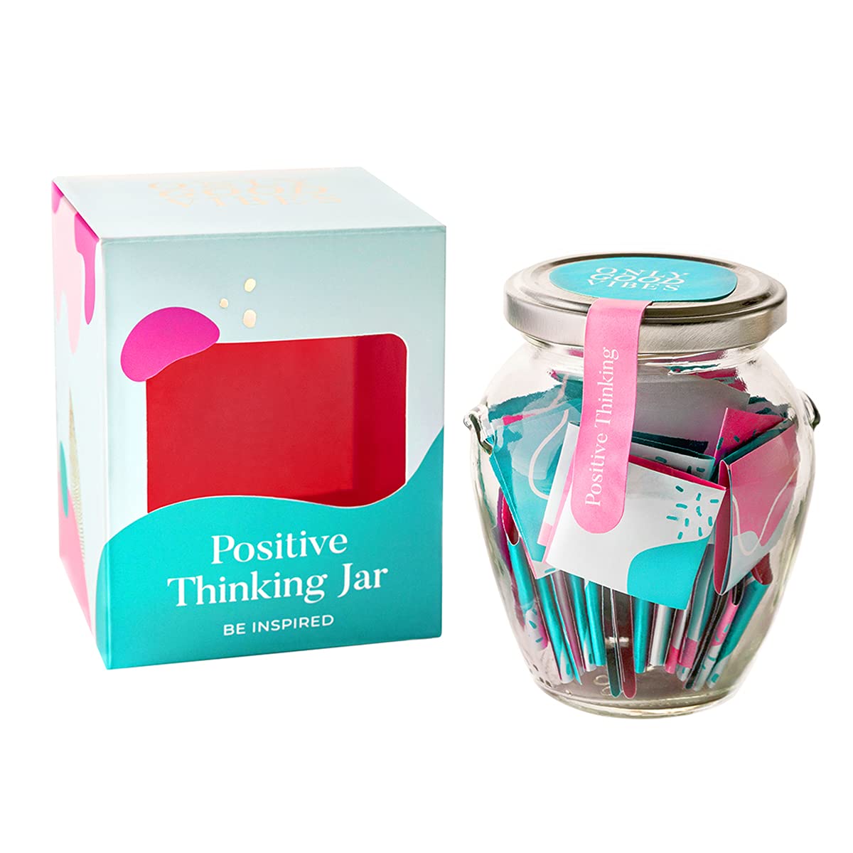 Only Good Vibes Positive Affirmation Jar - Read Me When Jar with Inspirational Cards for Women, Men & Teens - Words of Affirmation Gifts, Kind Notes for Daily Motivation