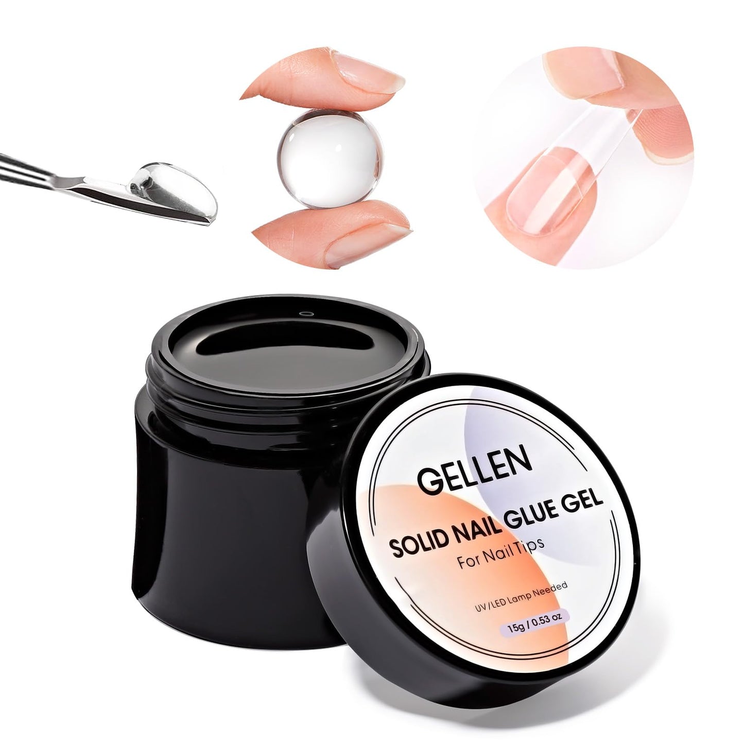 Gellen Gel Tips Nail Extension Kit, Gel Nail Kit with 240Pcs Almond Tips, 3 in 1 UV Glue for Nail Tips, Prep Dehydrator and Primer, U V LED Cure Lamp, Decorations for DIY Manicure Set
