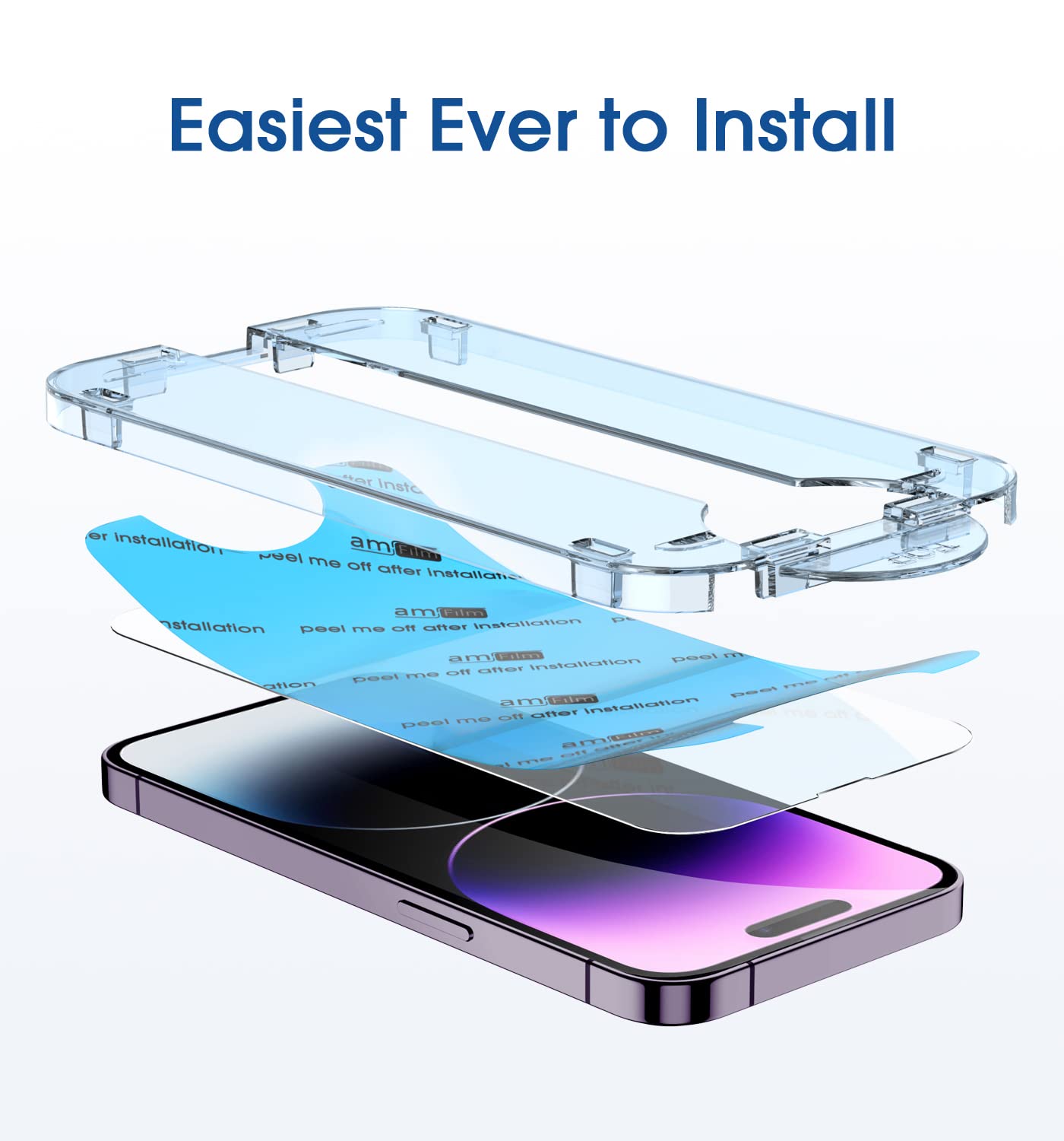 amFilm Easiest Installation OneTouch for iPhone 15 Pro Max Screen Protector [6.7 Inch] Tempered Glass + Camera Lens Protector, Auto-Alignment Tech, Bubble Free, Case Friendly, Anti-Scratch [2+2 Pack]