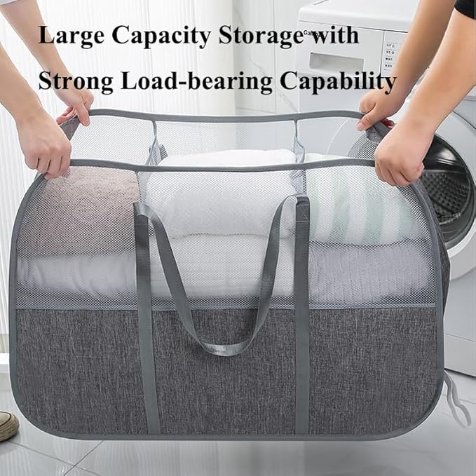 150L Collapsible Laundry Basket, 3-Compartment Foldable Hamper