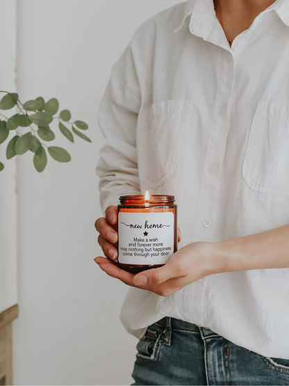 House Warming Gifts New Home,New Home Candle,Gifts for Women,House Warming Gift for Women and Men,Gift for Home Buyers,New Homeowner,Sandalwood & Rose Scented Candle,7oz