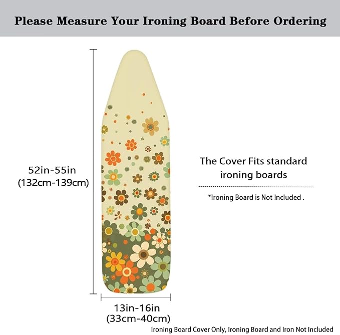 Hippie Flower Ironing Board Cover and Pad, Stretch Thick Scorch Resistant