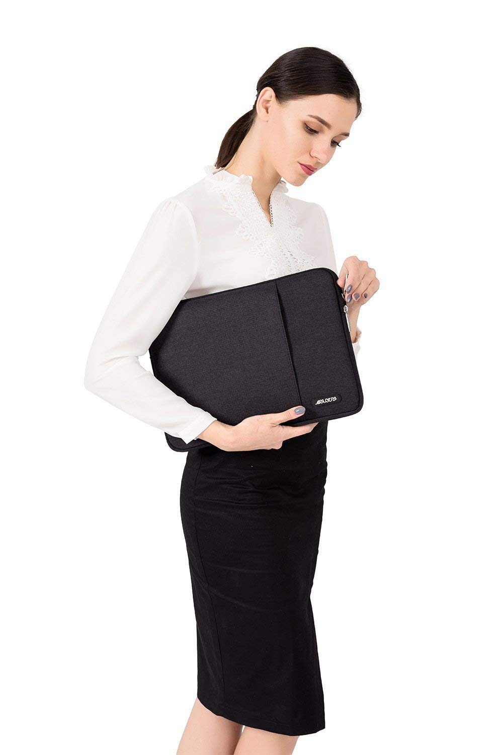 MOSISO Laptop Case 13.3 inch, 13-13.3 inch Laptop Sleeve Compatible with MacBook Air/Pro 13 / Pro 14, HP Dell ASUS Lenovo Notebook, Polyester Vertical Computer Sleeve Bag with Pocket, Black