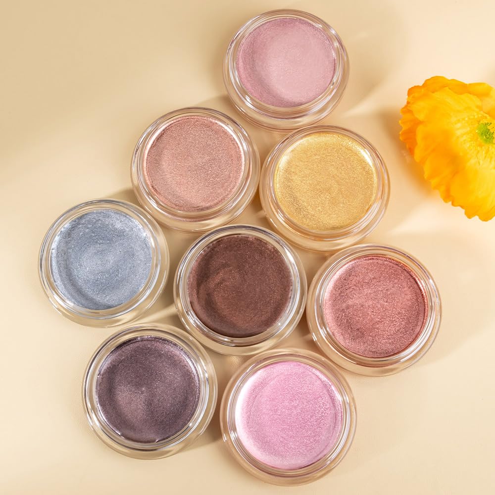 FeiCuiYun Cream Glitter Dark Purple Shimmer Metallic Eyeshadow Palette Makeup, Natural Single Mini Instant Holographic Eyeshadow For Women, Sombras Crema Para Ojos, Talc, Paraben & Cruelty Free
