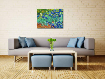 Wieco Art Irises Modern Stretched and Framed Floral Giclee Canvas Print By Van Gogh Famous Flowers Oil Paintings Reproduction Artwork Pictures on Canvas Wall Art for Bedroom Home Decorations