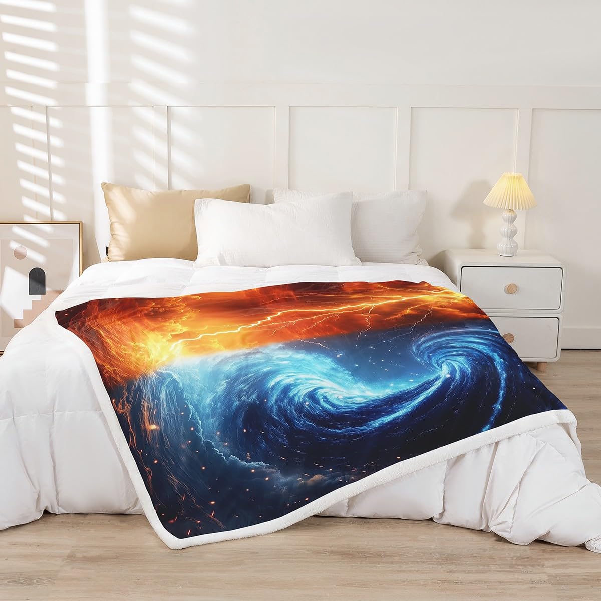 Erosebridal Tornado Fleece Blanket Lightning Sherpa Blanket 90"x90", Natural Disaster Scary Hurricane Fuzzy Plush Throw