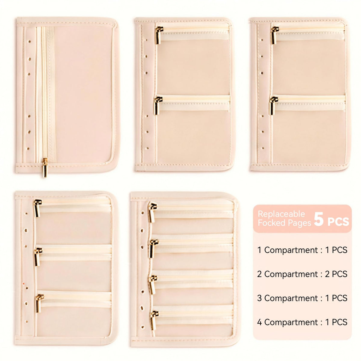 Travel Jewelry Organizer Booklet with 5 PCS Pages & 12 Zippered Pocket, Portable Jewelry Storage Pouch with PVC Windows – Mini Jewelry Travel Case for Necklaces, Rings & Earrings (Pink Floral)