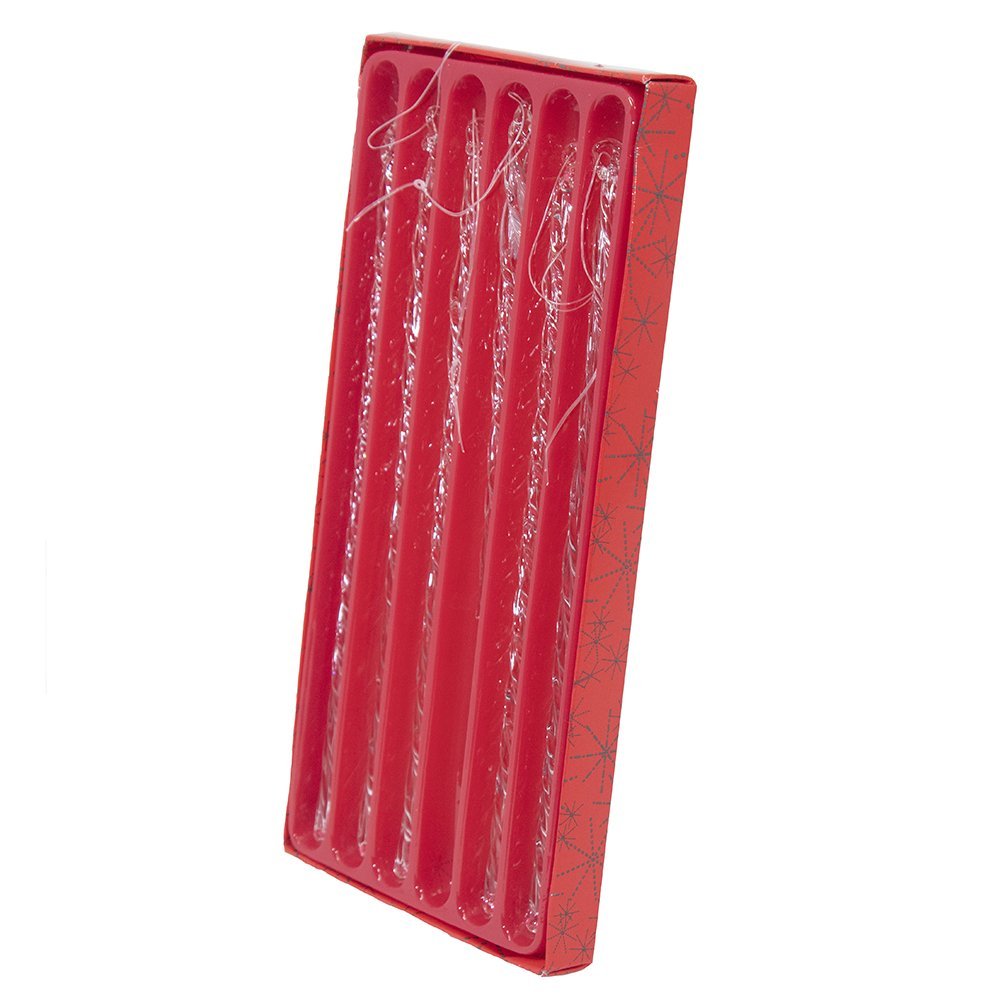 Kurt Adler 7.5-Inch Glass Twist Icicle Ornaments - 6-Piece Set