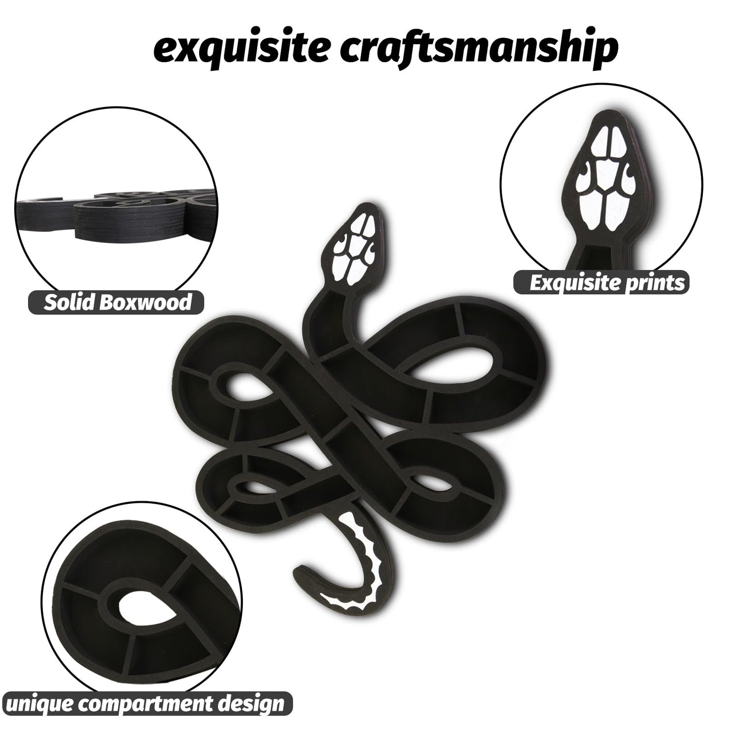 PYHIRRY Wooden Snake Crystal Display Shelf Gothic Snake Decor Crystal Shelf Holds Rocks Crystals Essential Oil Small Glass Bottles of Hanging Display Shelf Witchy Decor Snake Gifts (12” X 11.2”)