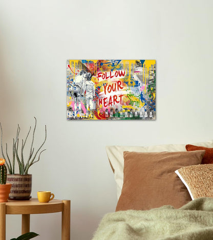 Novatique Banksy Canvas Wall Art Street Graffiti Wall Art Abstract Graffiti Art Follow Your Dreams Painting Artwork Pop Art Wall Decor for Living Room Office, 12 x 16inch