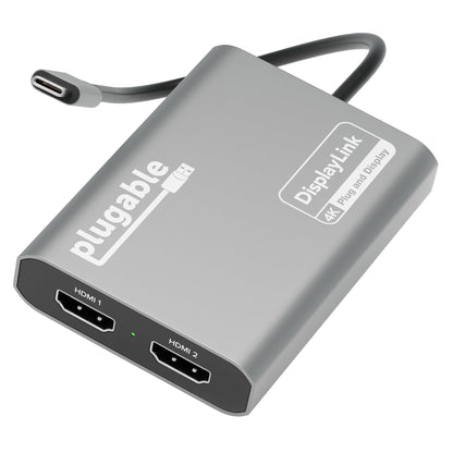 Plugable USB C to HDMI Adapter, Dual Monitor 4K 60Hz for Apple Mac M1/M2/M3, DisplayLink Multiple Displays for Thunderbolt Macbook or iMac, Driver Required (USBC-6950M)