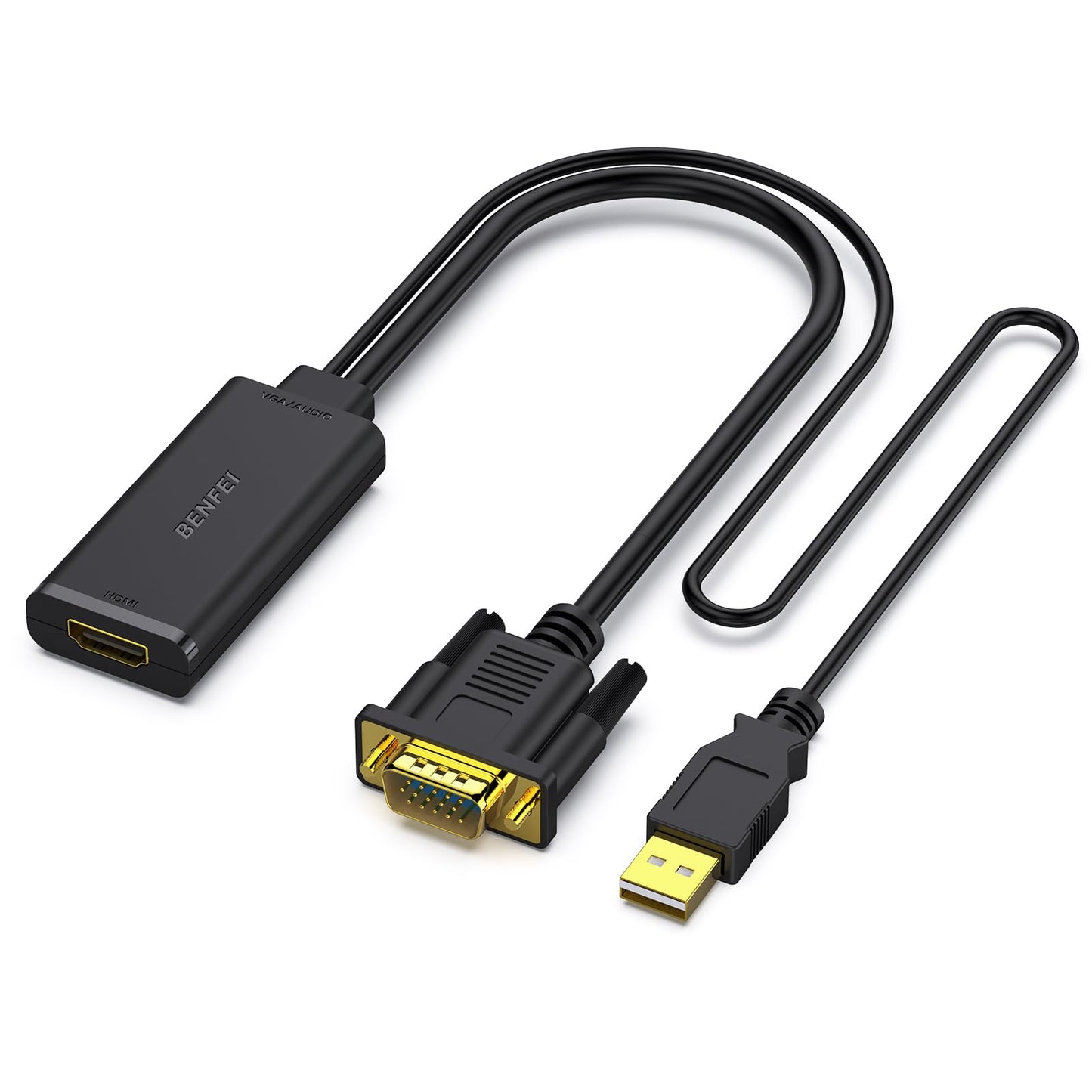 BENFEI VGA to HDMI Adapter, 1080P Converter with Audio From Computer/Laptop VGA Source to HDMI TV/Monitor