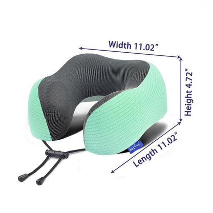 napfun Neck Pillow for Traveling, Upgraded Travel Neck Pillow for Airplane 100% Pure Memory Foam Travel Pillow for Flight Headrest Sleep, Portable Plane Accessories, Light Grey