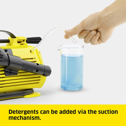 Kärcher K 2 Horizontal Pressure Washer, Pressure: max. 110 bar, Flow Rate: 360 l/h, Area Coverage: 20 m²/h, Water Filter, Weight: 3.5 kg, high-Pressure Hose and Gun, Vario Power Jet Spray Lance