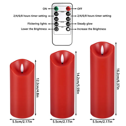 CAKETYCG 24-Pack Red Flameless LED Candles with Remote - Realistic Flickering Battery - Operated Pillar Candles forValentine's Day, Home Decor, Weddings, Parties.
