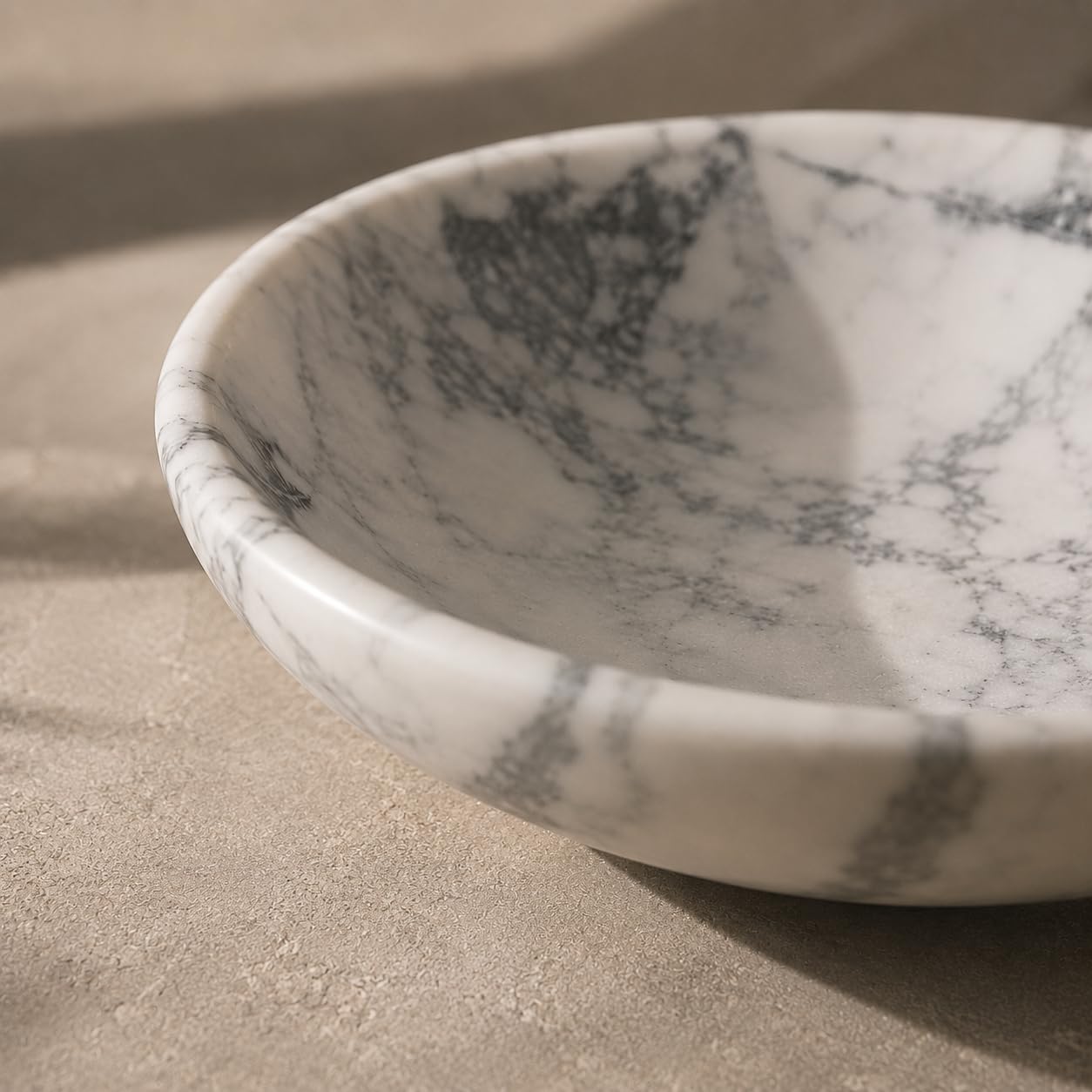 KROUJITY Marble Decorative Bowl Large White, Handcrafted Natural White-Grey Stone Bowl for Home Decor, 11" Large Entryway Bowl for Key, Coffee Table Bowl, Marble Fruit Bowl for Centerpiece