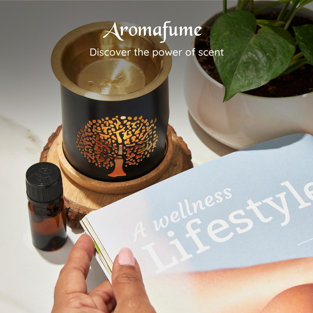 Aromafume Tree of Life Essential Oil Burner | Oil Diffuser with Candle | Brass Burner with 10ml Essential Oil