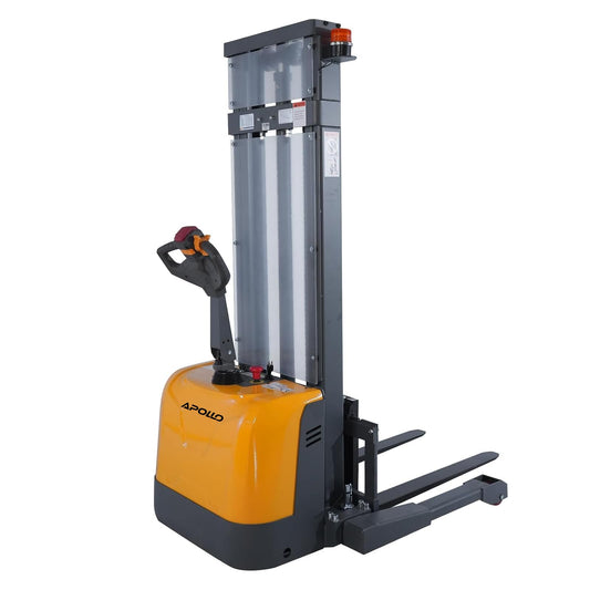 APOLLOLIFT Full Electric Stacker, Straddle Pallet Truck Stackers 98" Lifting, 3300lbs Material Lifter for Warehouse, with Adjustable Forks