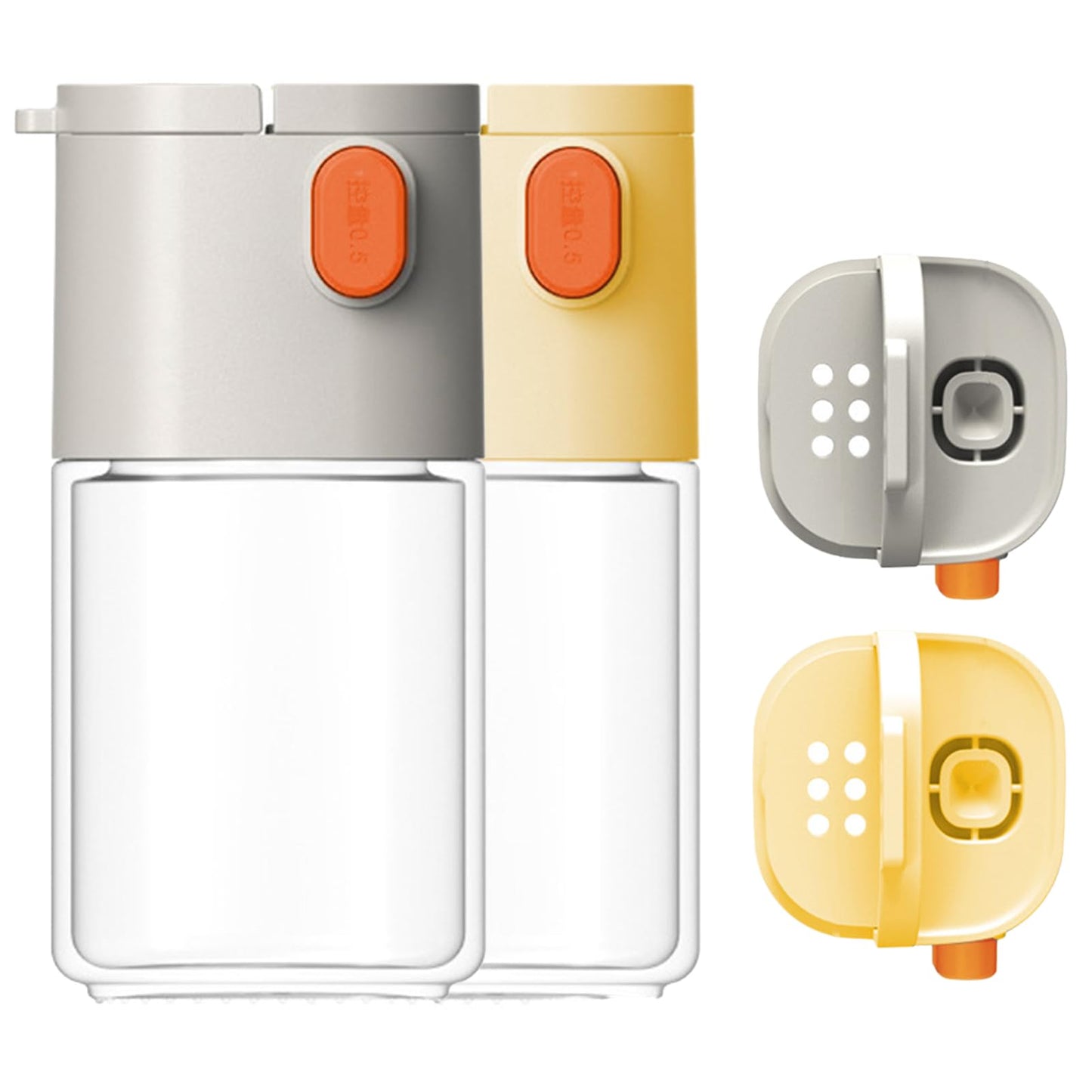 2Pcs Measure Seasoning Bottles, Salt Pepper Shaker Set, Kitchen Must have, Glass Metering Spice Salt Paprika Pepper Cumin Powder Sugar Dispenser Spice Jar, BPA Free