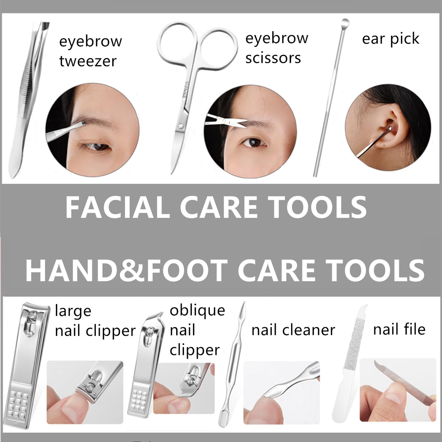 Manicure Set Nail Clipper Set Men Women Nail Clippers Toenail Fingernail Cutters Personal Care Tools Manicure Pedicure Tools with Travel Case Grooming Kit Present for Men Women Family Friends