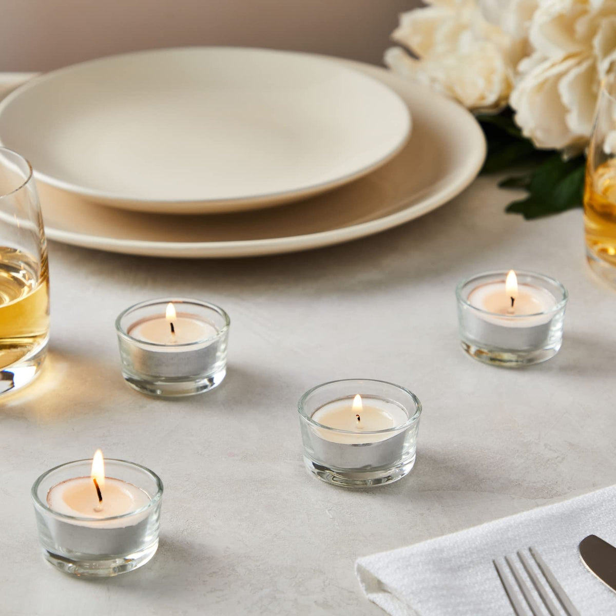 Juvale Glass Votive Candle Holders - Fits Standard Tealight Candles - Short Tealight Holders - Pack of 24, 1.9 in Dia x 1.0 in H