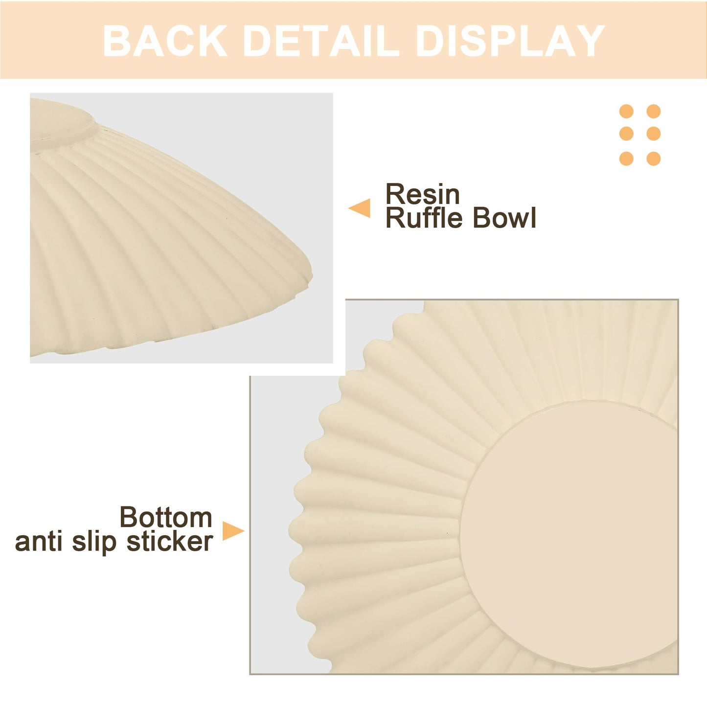 OGANGART Brown Decorative Bowls for Home - Stylish Flat Purse Bowls - Round Foyer Key Bowl - Handmade Resin Scalloped Ruffle Bowl for Display Centerpiece