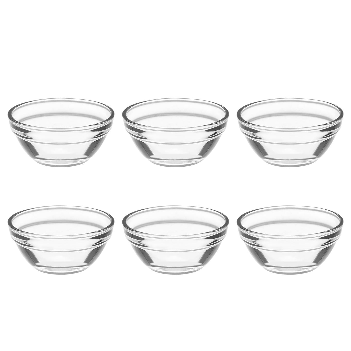 YARNOW 6 Pcs 1.5oz Small Glass Bowls Mini Prep Dish Stackable Pinch Bowls for Dipping Sauce Condiment Spices Ramekins for Dessert Pudding Jelly Custard Cups