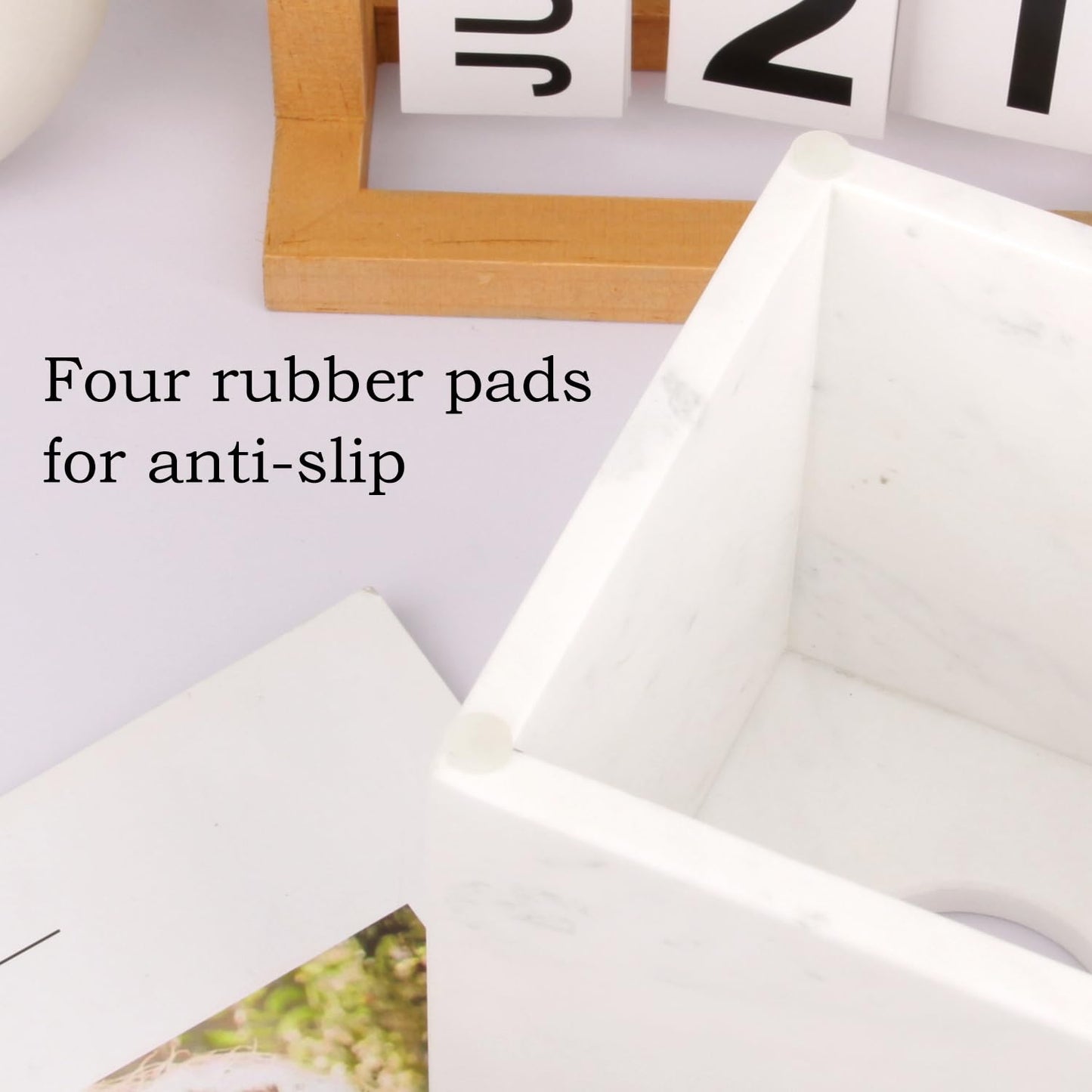 Natural Marble Square Tissue Box Cover,Stone Modern Decorative Sturdy Napkin Box Holder Case,Facial Paper Organizer for Bathroom Vanity Toilet Countertop,Kitchen (1, Jazz White, 5.71 * 5.71 * 5.51)