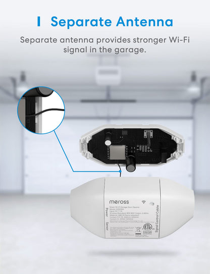 meross Smart Garage Door Opener Remote, Compatible with Apple HomeKit, Amazon Alexa, Google Assistant, CarPlay and SmartThings, No Hub Required
