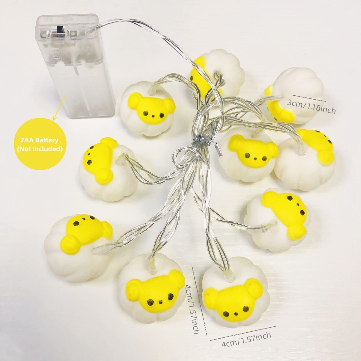 Sezrgiu Cute Painted Sheep Night Light LED Sheep Ornaments String Lights Yellow Sheep Fairy Light Battery Powered Indoor Outdoor Party Decor Night Light (10LED, Dumpling Sheep)