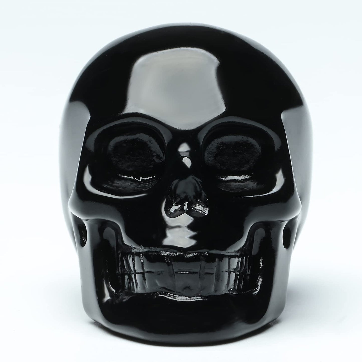 Bmuafry 2''Natural Black Obsidian Crystal Skull Head Hand Carved Reiki Healing Stone Statue Healing Home Office Art Room Decoration