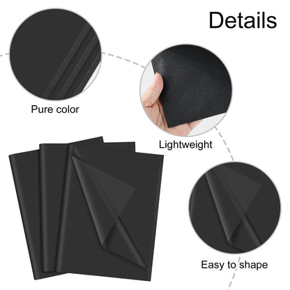 NEBURORA 60 Sheets Black Tissue Paper Bundles 64 Pcs Balls Cake Toppers and Leaves Decoration for Halloween Party,Blcak Party Decoration