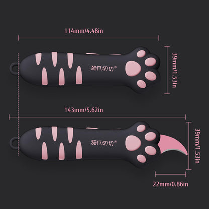 MEOWKIT Cat Paw Box Cutter Retractable with Cat Paw Handle, Multifunctional Knife Set (Black)