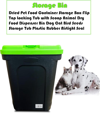 Large 30L/15kg Pet Food Storage Container with Scoop, Flip Top Lock & Airtight Seal – Ideal for Dog Food, Cat Food, and Treats – Durable Plastic Bin for Pet Supplies