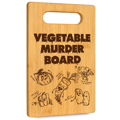 Funny Vegetable Murder Cutting Board with halloween, Humorous Food Serving bamboo cutting Board for Home Decor, Rustic Kitchen Decor Cheese Board Birthday Housewarming Gift