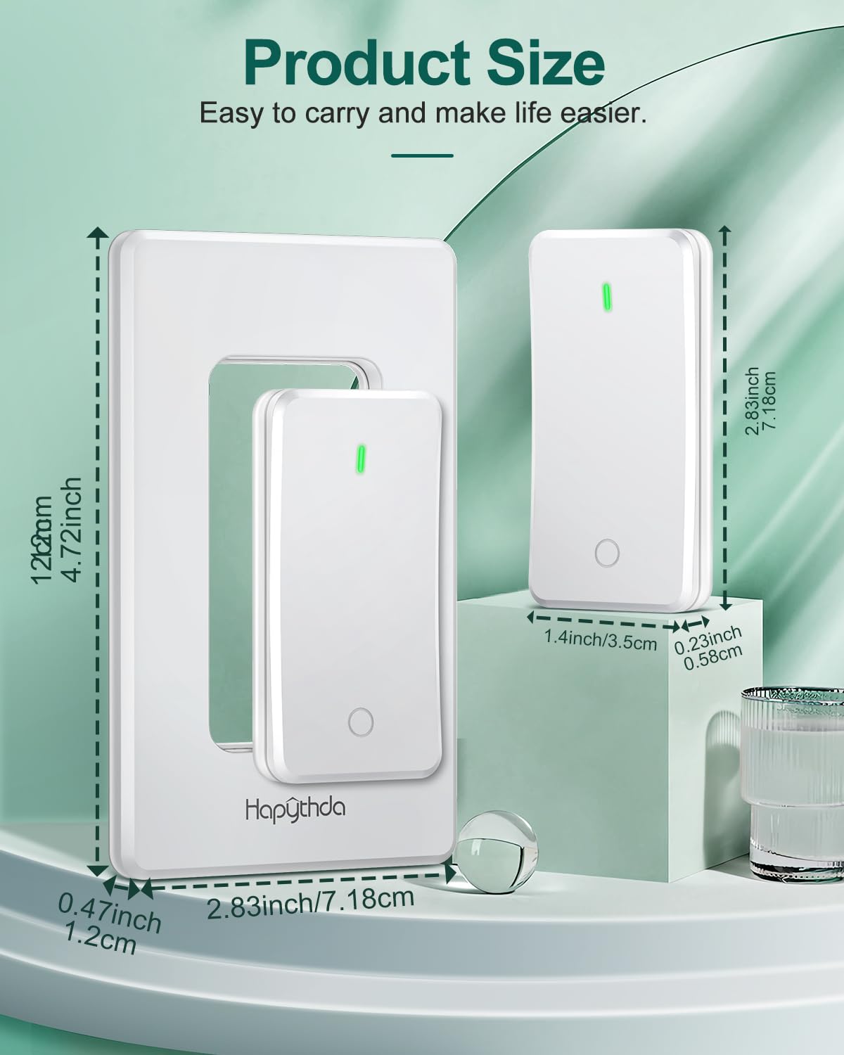 Remote Control Outlet, Buckle Design Removable Wireless Wall Mounted Light Switch, 300 ft 15A 1500W, No Wiring Electrical Remote Outlet for Appliance