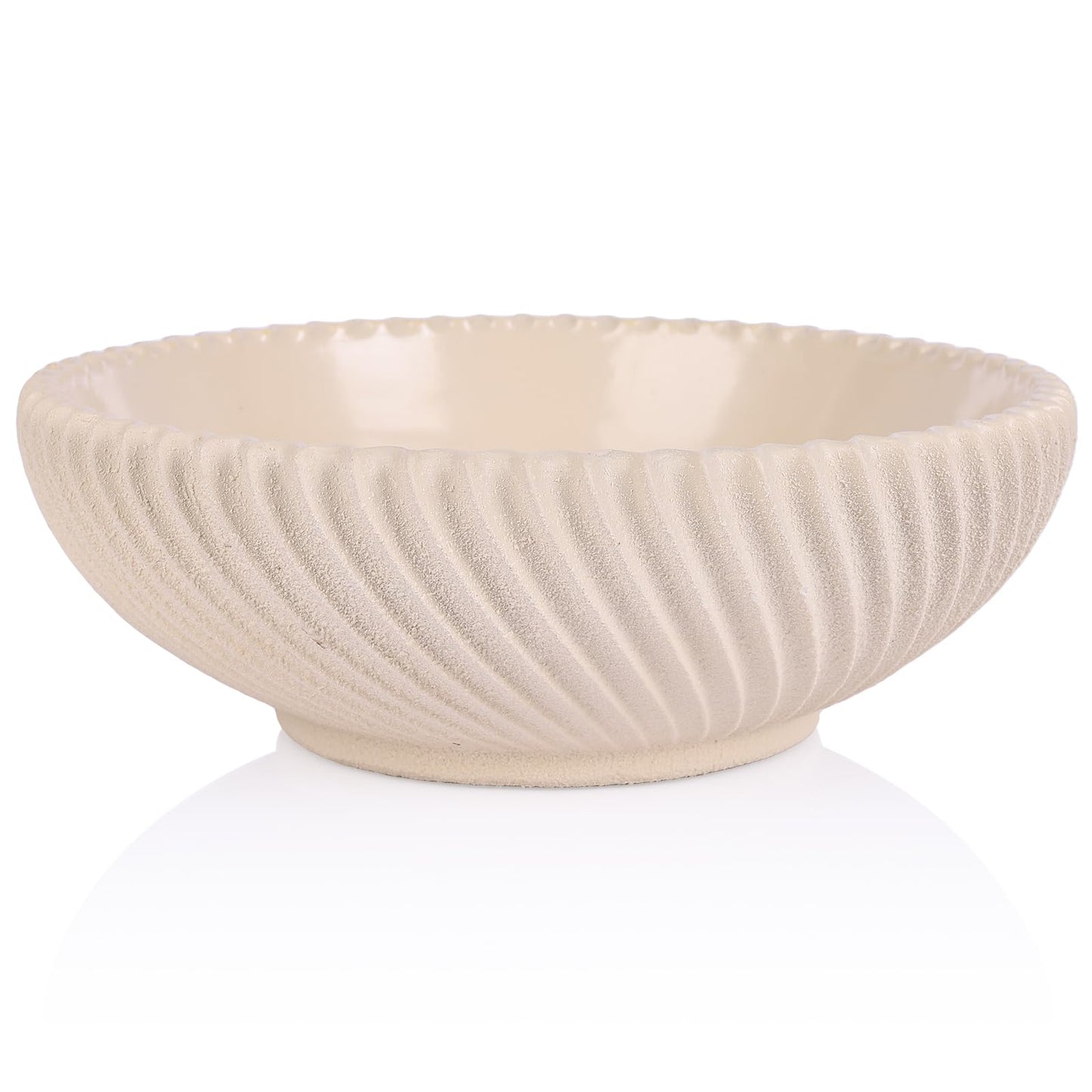 LINYTHER Large Decorative Fruit Bowl for Kitchen Counter or Table, Key Holder Bowl for Entryway Table, Bread Candy Snack Organizer, Modern Farmhouse Centerpiece Decor, Beige/Ribbed