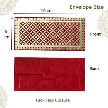 Metallic Paper Shagun Envelopes for Gifting Cash Sagan Lifafa Wedding, 19 X 9 cm, Multicolored 4 (pack of 4) - Royal Mosiac Design