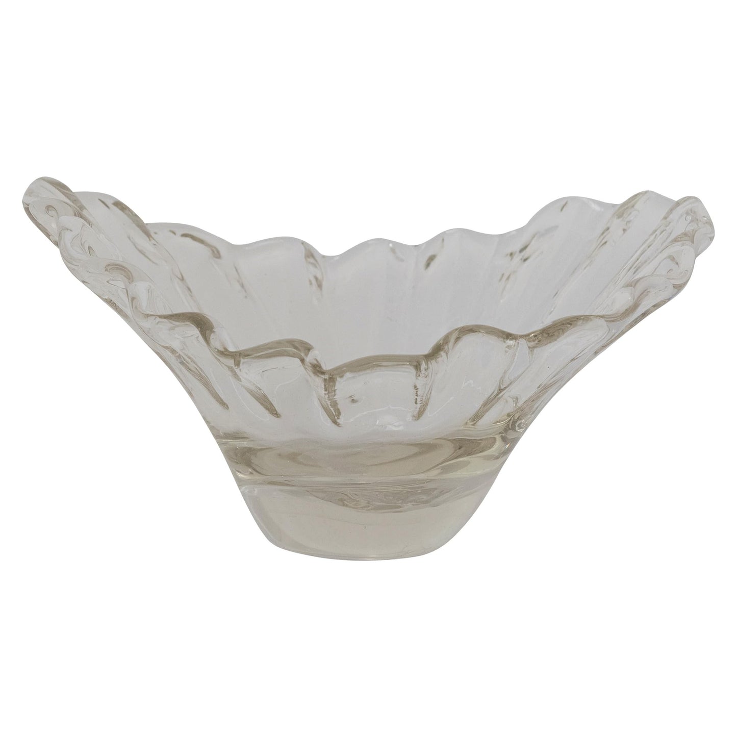 Creative Co-Op Hand-Blown Glass Pleated Organic Shaped Bowl, Clear