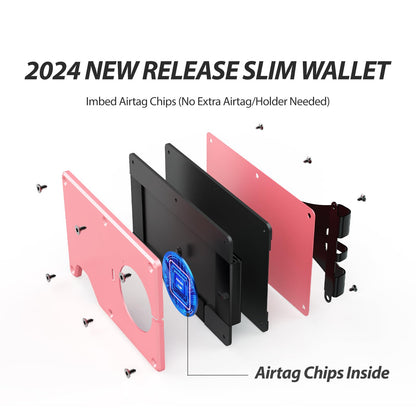 Air Wallet, Built-in Tracker Slim Wallet, Smart Wallet with Money Clip, Compatible with FindMy Network(iOS Only), Anti-Theft Card Holder, *Gift for Men (Tracker Wallet,Macaron Powder)
