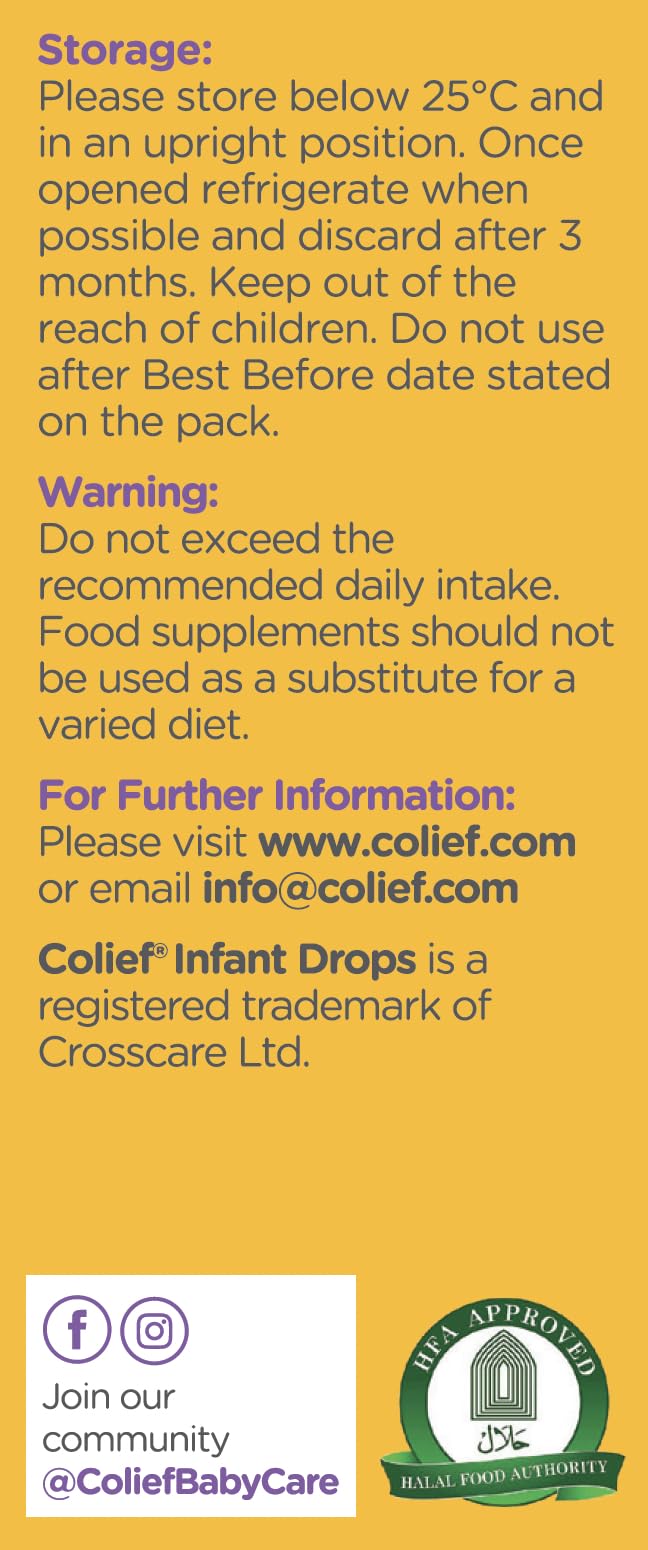 Colief Infant Drops | Lactase Enzyme Drops | Natural Colic Relief for Babies | Reduces Bloating, Wind and Crying | (15ml)
