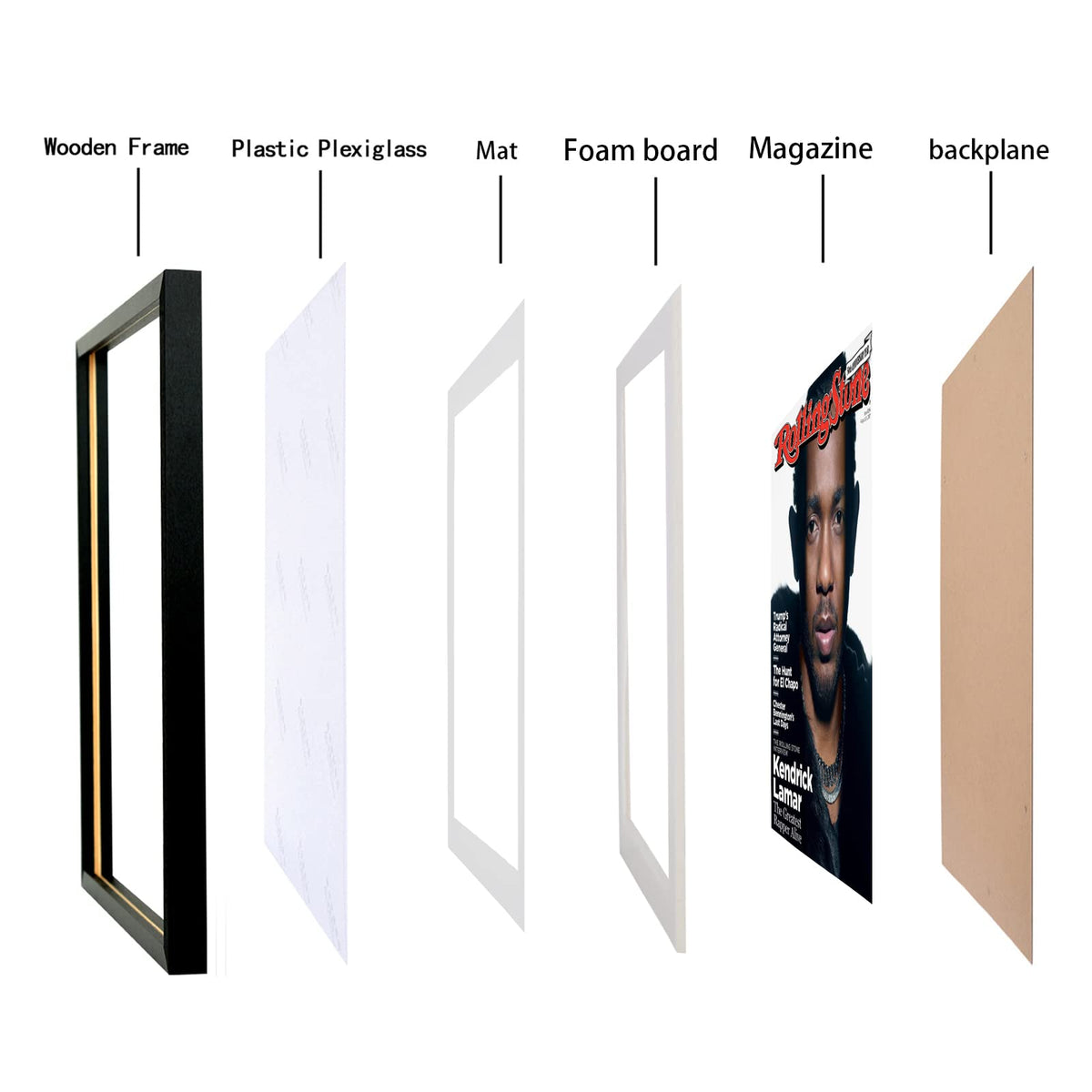 Mxtallup 10x12 Magazine Frame for the Wall,Displays Magazines Measuring 10x12 inches with White Mat (Measure Your Magazine)(Z1012W)
