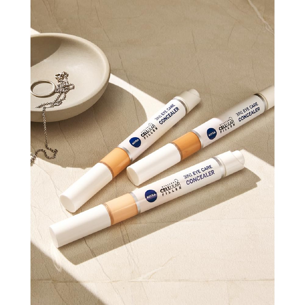 NIVEA Hyaluron Cellular Filler 3-in-1 Eye Care Concealer Agent (4 ml), Anti-Age Concealer with Hyaluron, Pen for Dark Circles, Redness and Pimples