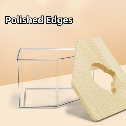 Copfeu Hamster Sand Bath Box Container, Mini Pet Sandbox Lid Design Take Bath Wooden Sandbox Dust Bath, Transparent Bathroom & Digging Box Acrylic Hamster Litter Box Small Animal Accessories (C)
